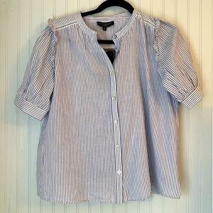 Blue and white striped blouse Belgian brand 100% Cotton NWT